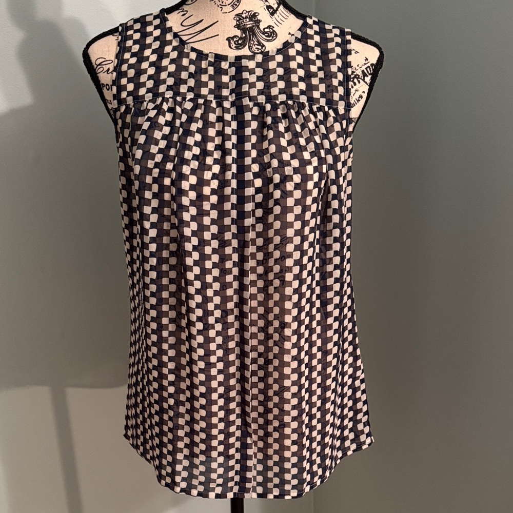 Mexx Black and Cream Checkered Blouse